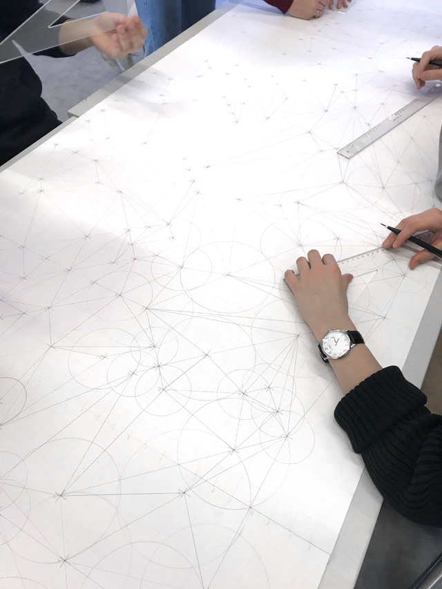 Collective drawing experiment at the EPFL, 2020, in collaboration with Machinic Protocols
