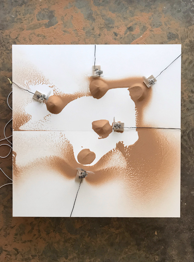Computational drawing experiment with fans and sand at Misk Art Institute, Riyadh, Saudi Arabia, 2019 by Machinic Protocols